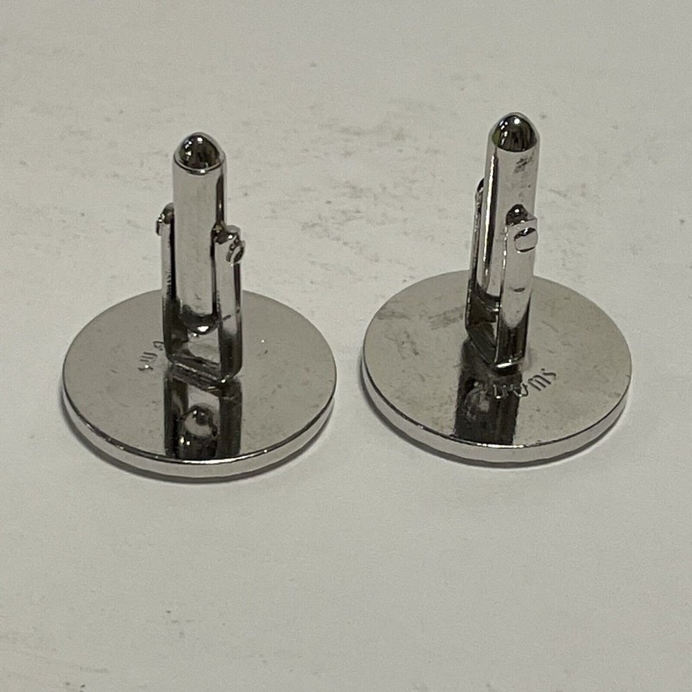 Boutons De Manchette Vintage Swank - Style Moderniste Milieu De Siècle, Finition Argentée